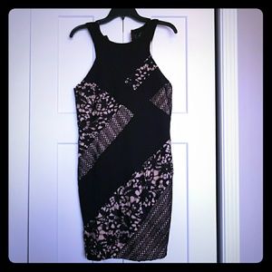 Adelyn Rae Black and Tan Lace Dress